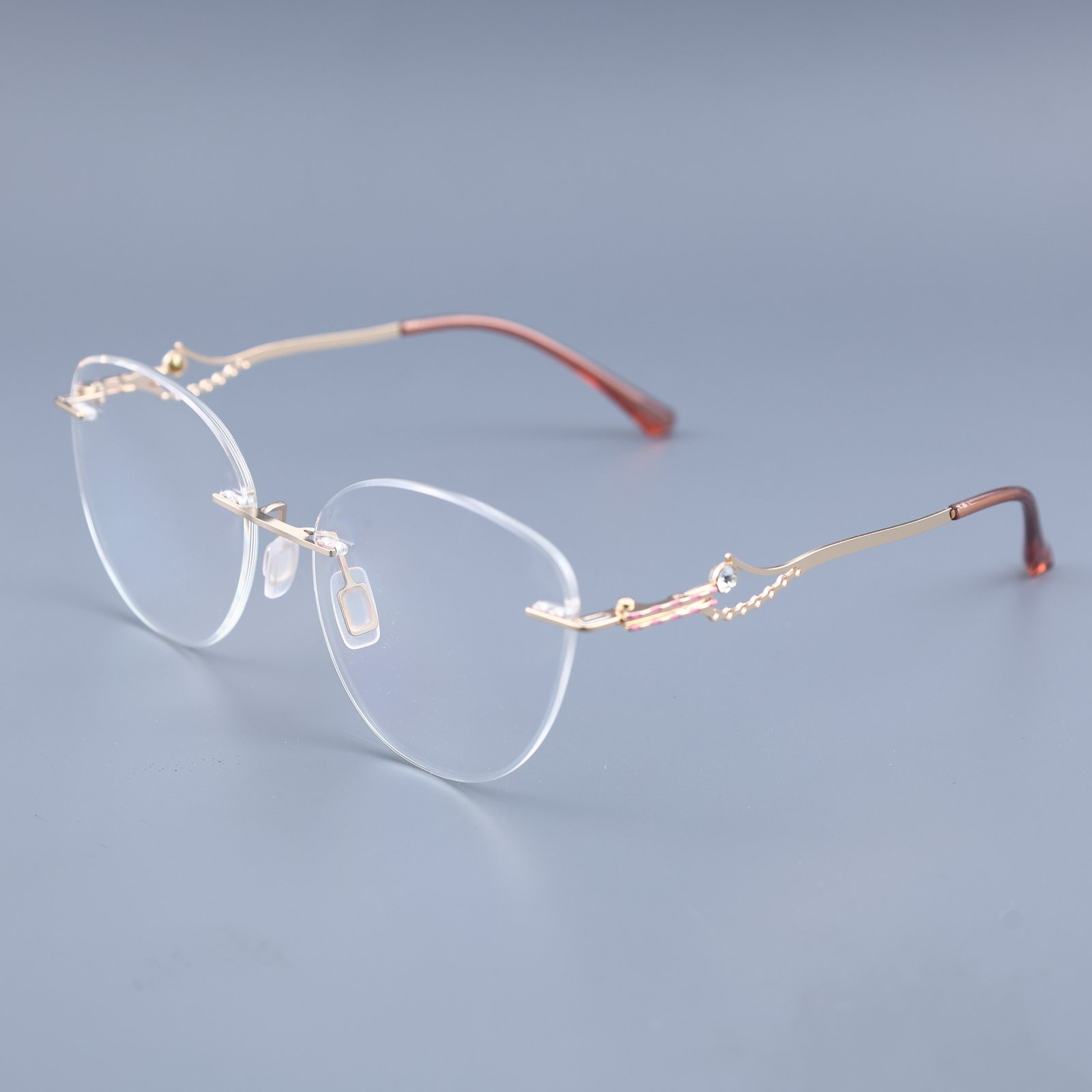 OG Rose Charm | Rimless Round Sunglasses For Women
