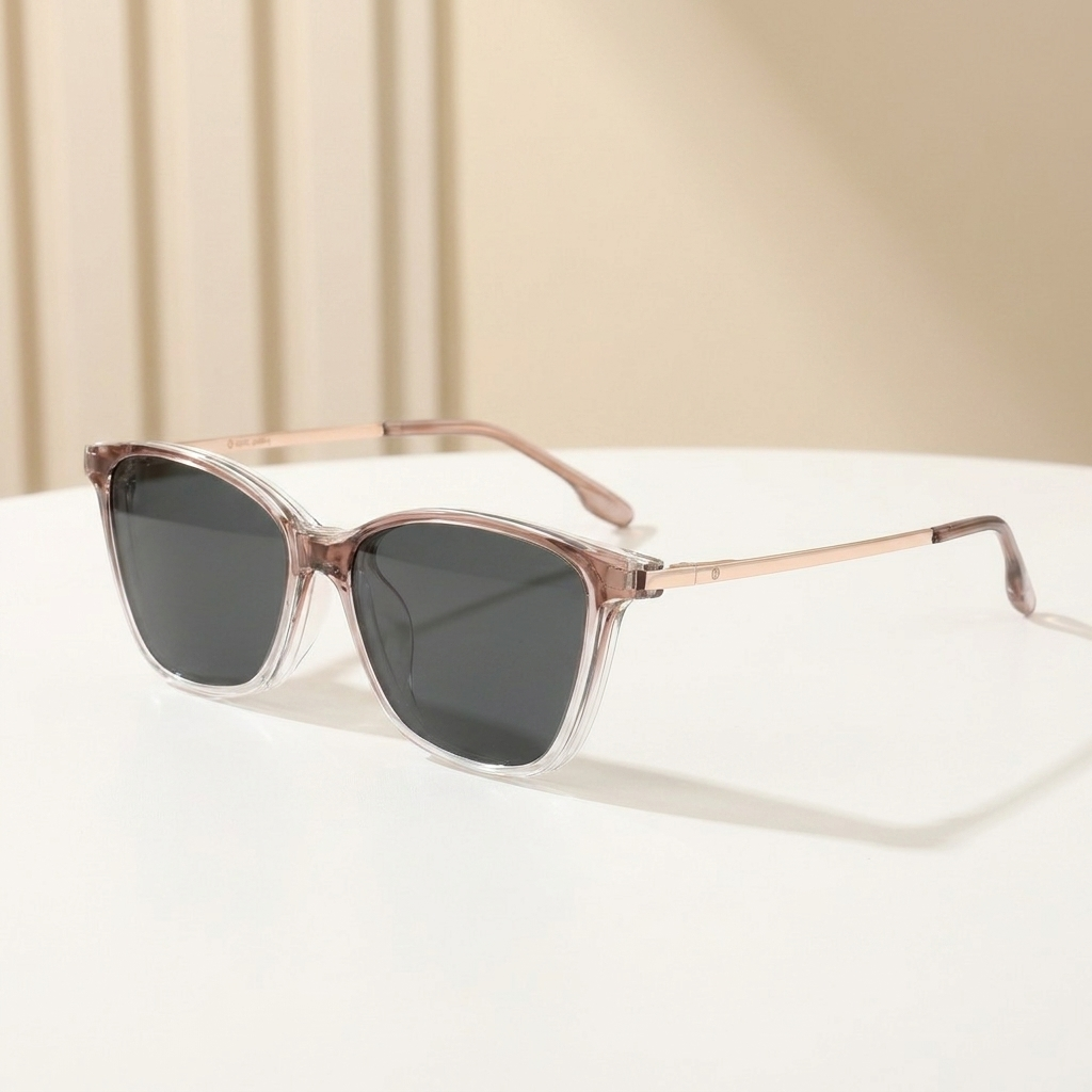 OG Rose Crystal Luxe Clip-On | Transparent Cat-Eye Magnetic Sunglasses