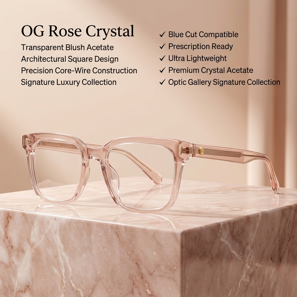 OG Rose Regent | Luxury Crystal Blush Navigator Eyeglasses with Imperial Signature Temples