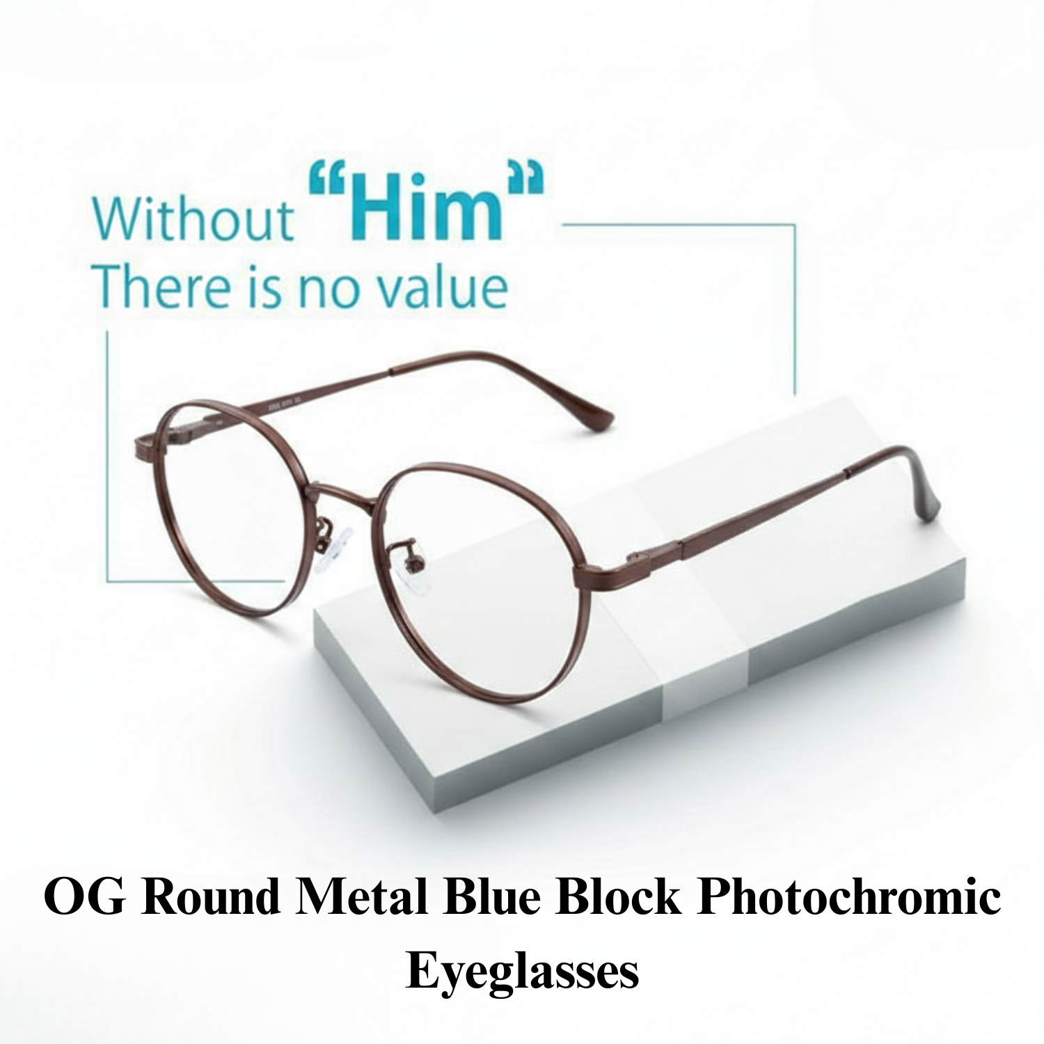 OG Round Metal Blue Block Photochromic Eyeglasses | UV Adaptive Full Rim Optical Frame