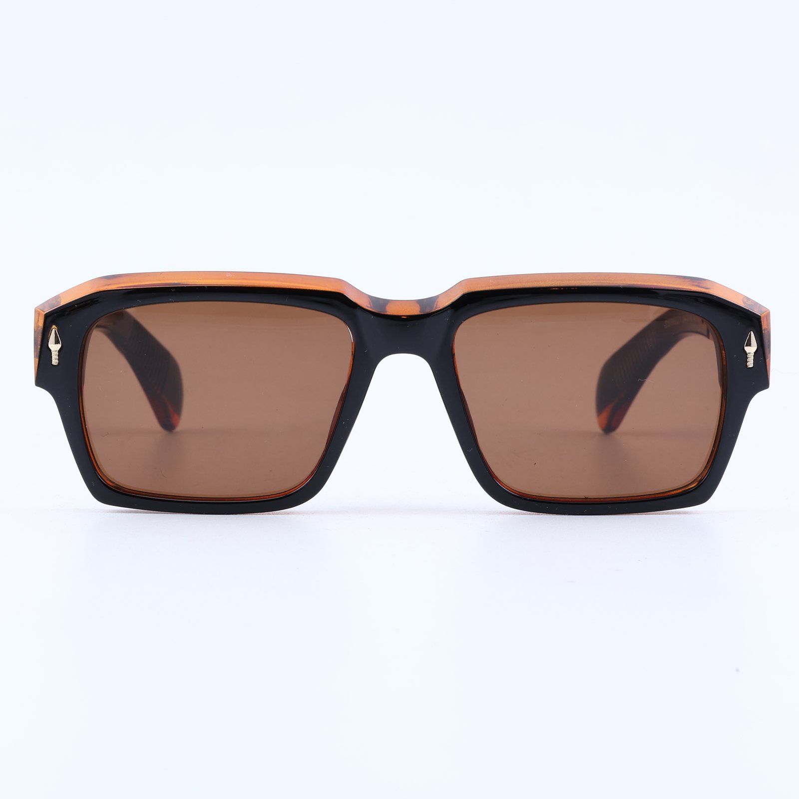 OG Royal Amber Luxe | Black & Amber Square Sunglasses with Gold Signature Temples