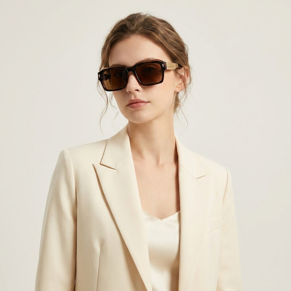 OG Royal Amber Luxe | Black & Amber Square Sunglasses with Gold Signature Temples
