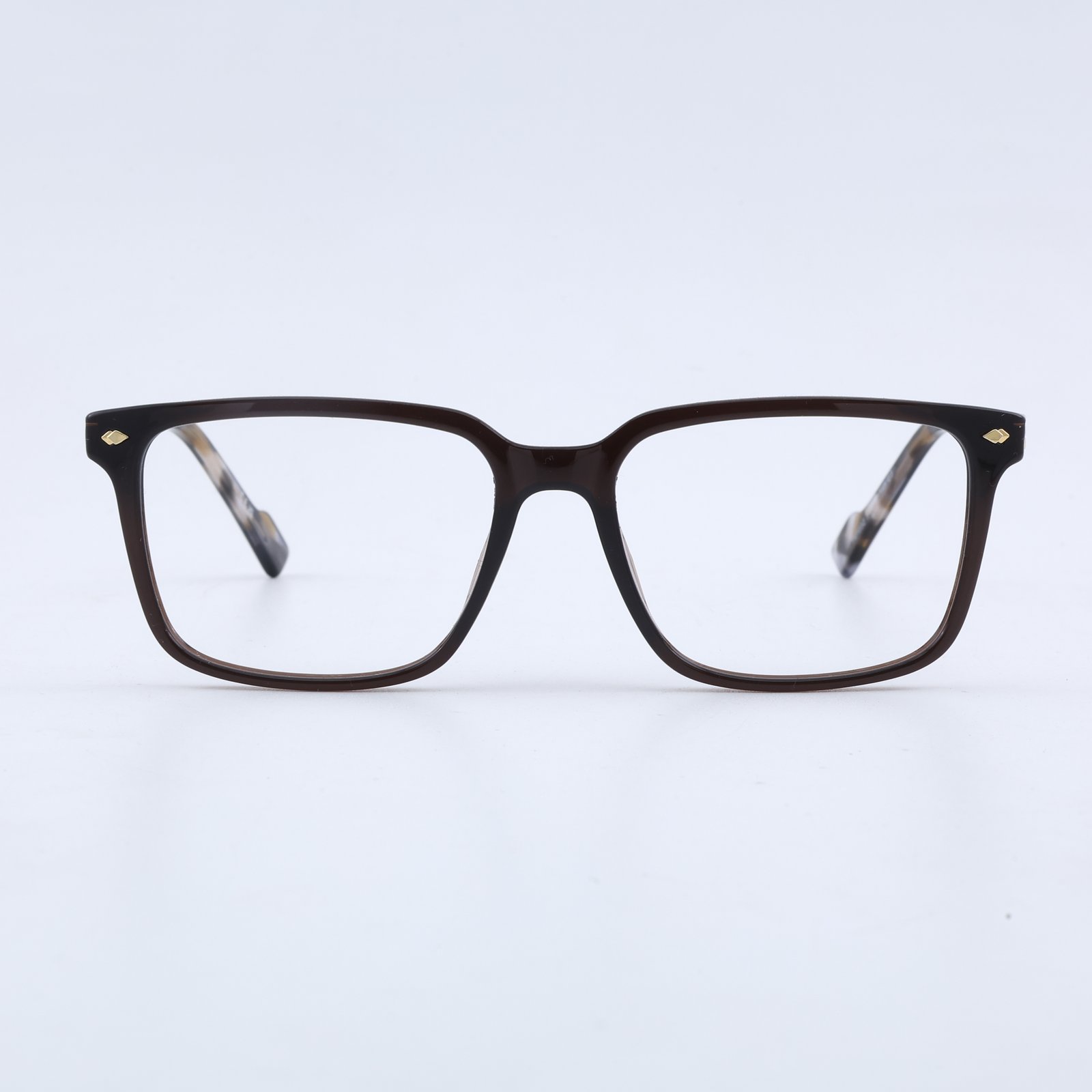 OG Royal Crest Full Rim Square Eyeglasses | Premium Brown & Gold Lightweight Optical Frame for Men