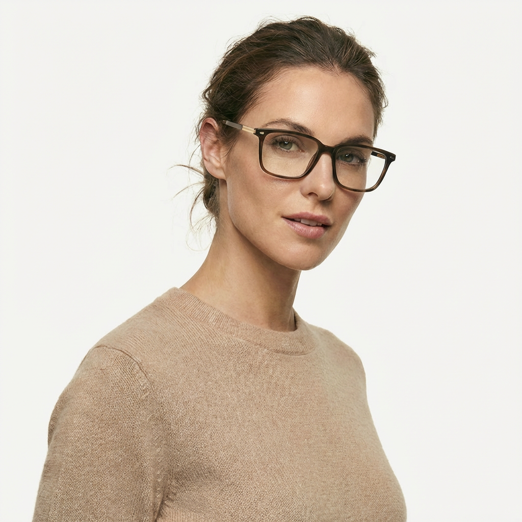 OG Royal Crest Full Rim Square Eyeglasses | Premium Brown & Gold Lightweight Optical Frame for Men