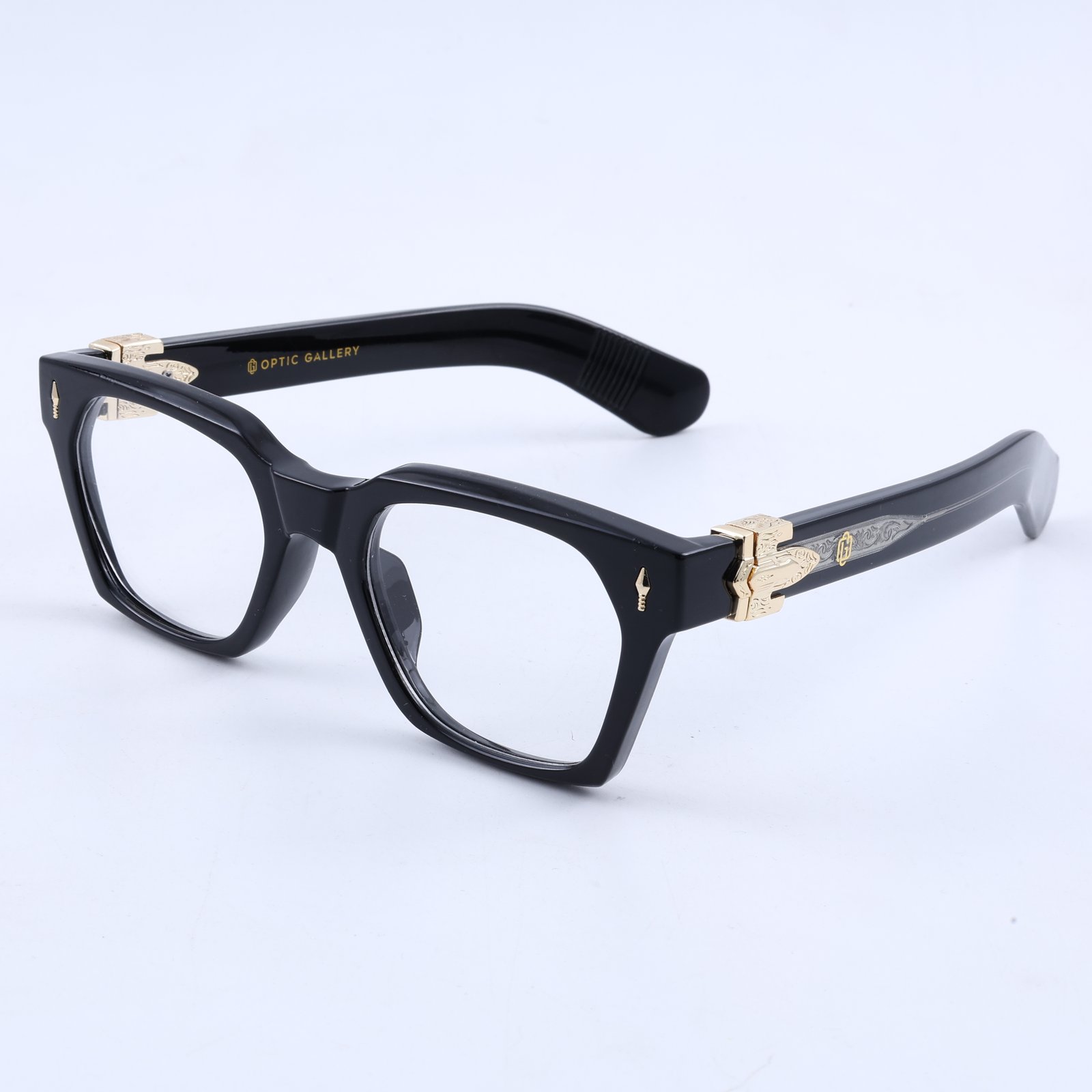 OG Royal Crest | Gloss Black Premium Eyeglasses with Gold Engraved Temples