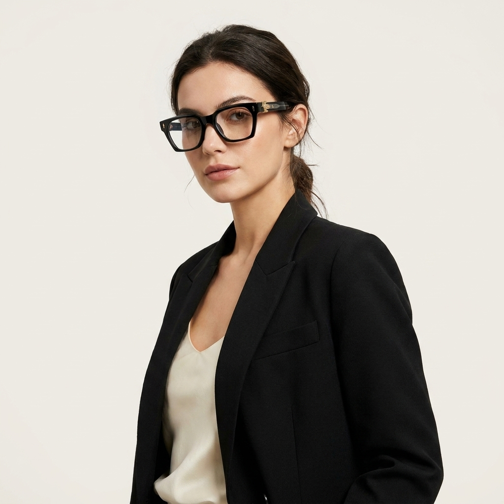 OG Royal Crest | Gloss Black Premium Eyeglasses with Gold Engraved Temples