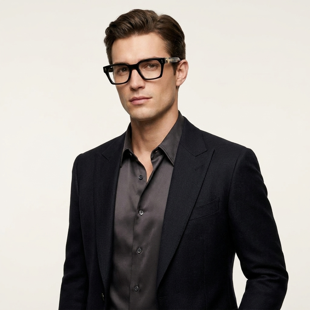 OG Royal Crest | Gloss Black Premium Eyeglasses with Gold Engraved Temples
