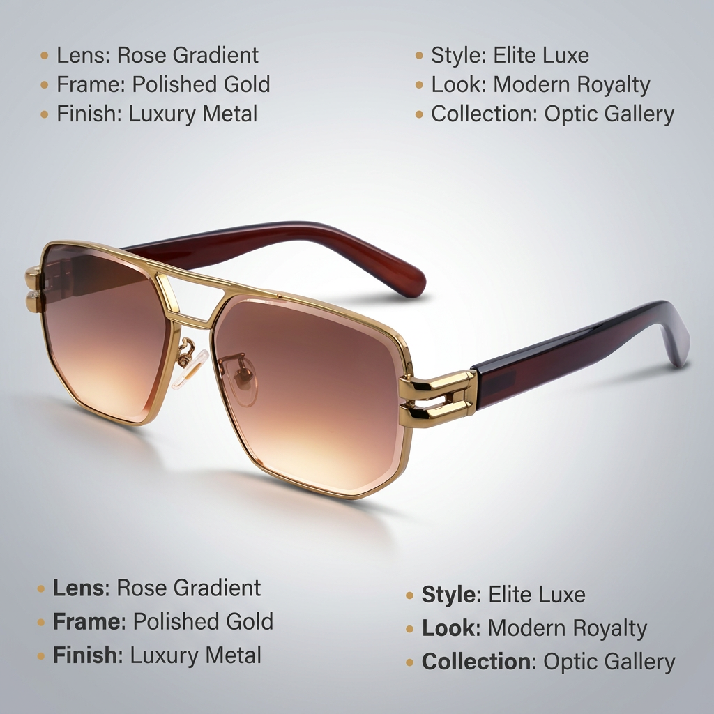 OG Royal Ember | Gold Frame Navigator Sunglasses with Rose Gradient Lenses