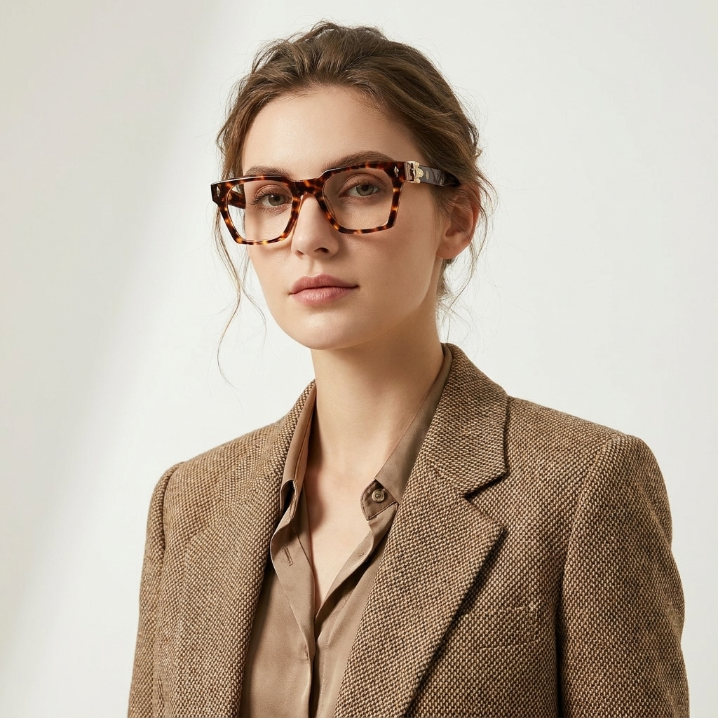 OG Royal Havana | Luxury Amber Tortoise Eyeglasses with Gold Signature Hinges & Crystal Brown Temples