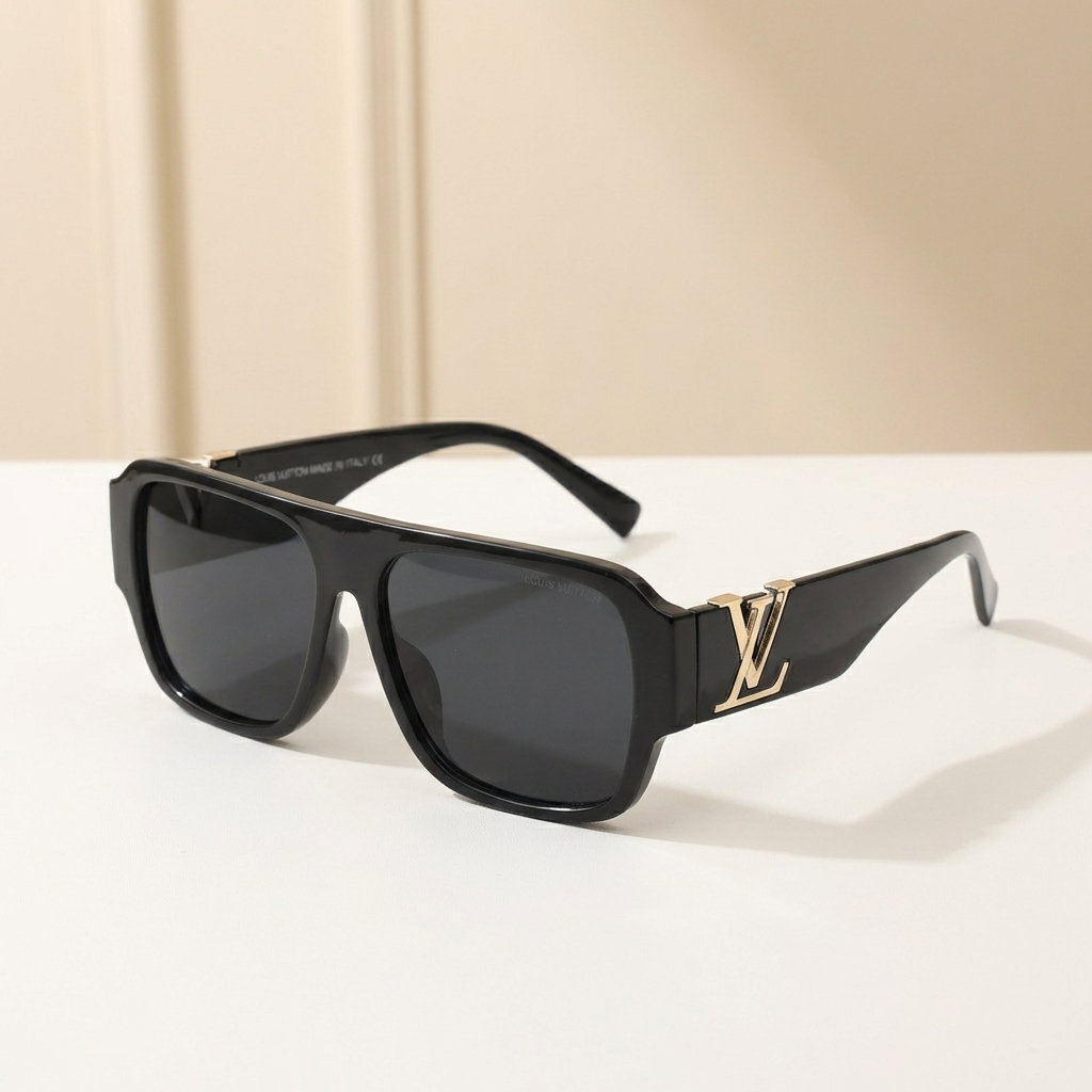 OG Royal Monogram | Black Gold Signature Shield Sunglasses