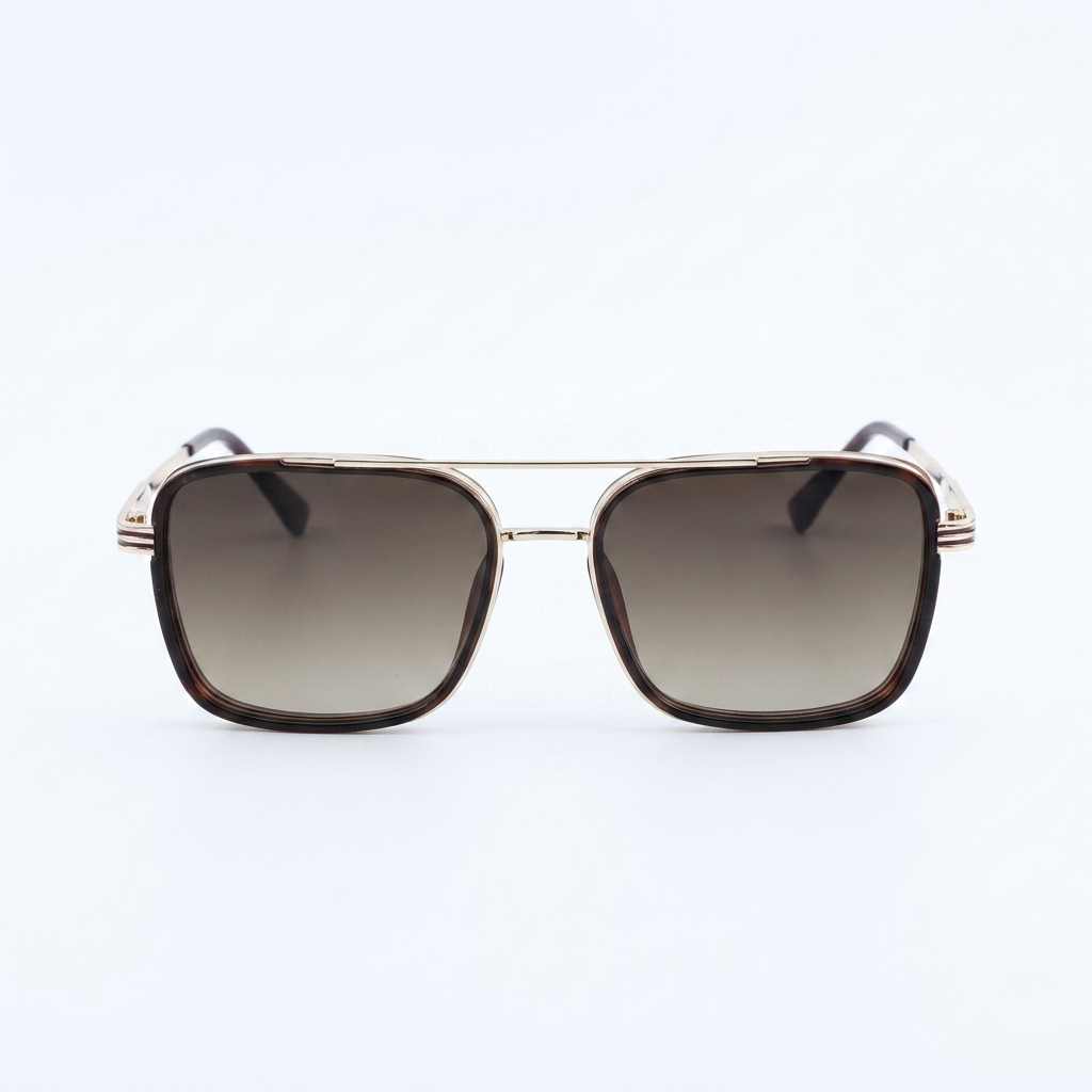 OG Royal Square Full Rim Metal Wayfarer Sunglasses with UV400 Protection – Classic Brown