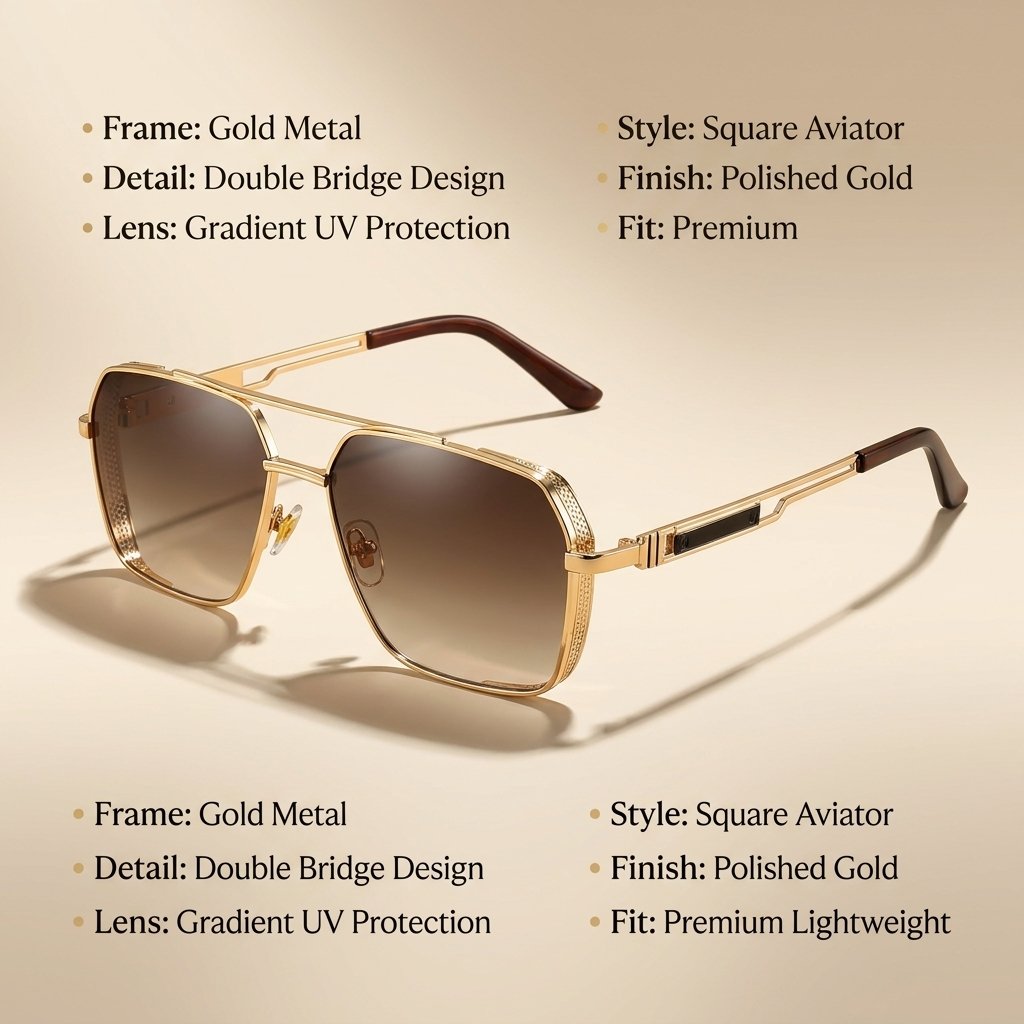 OG Royale Aviator Luxe | Gold Gradient Square Sunglasses