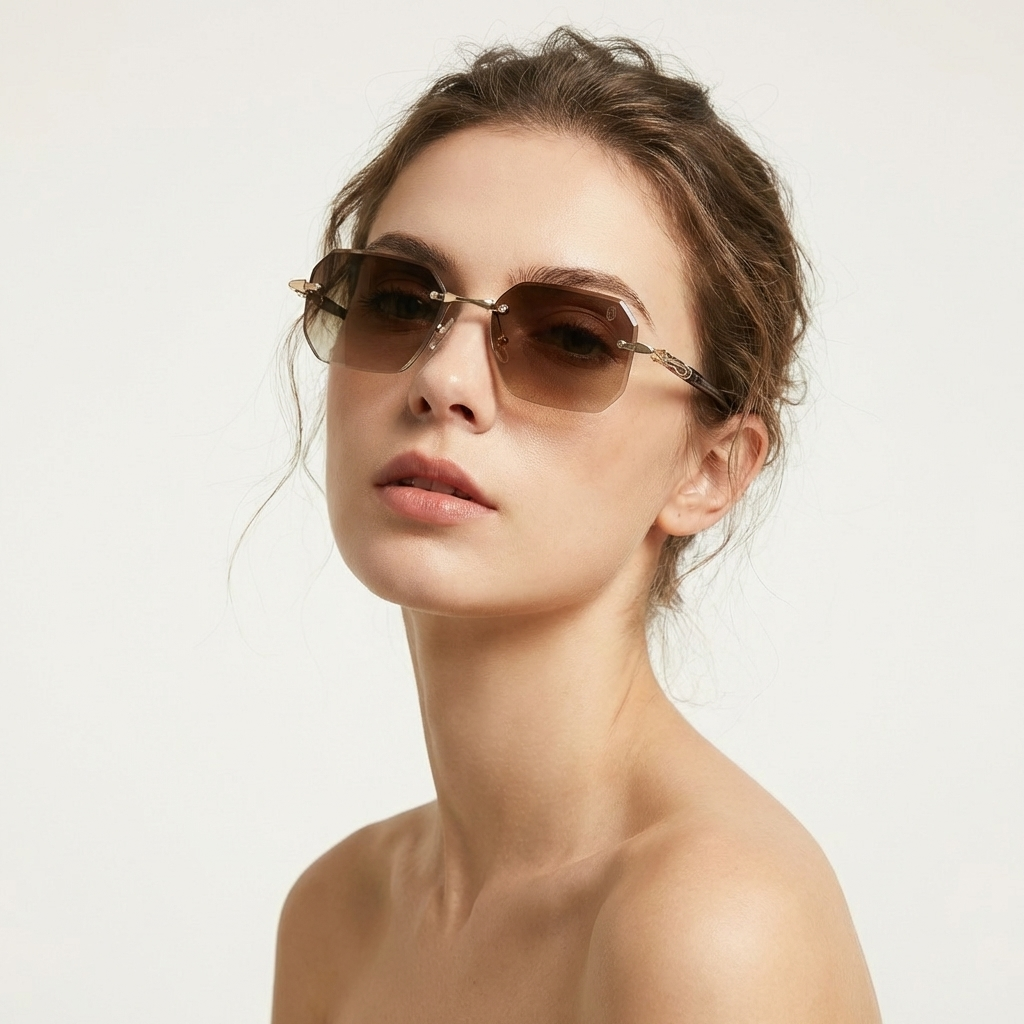 OG Royale Cut | Rimless Gold Geometric Gradient Sunglasses