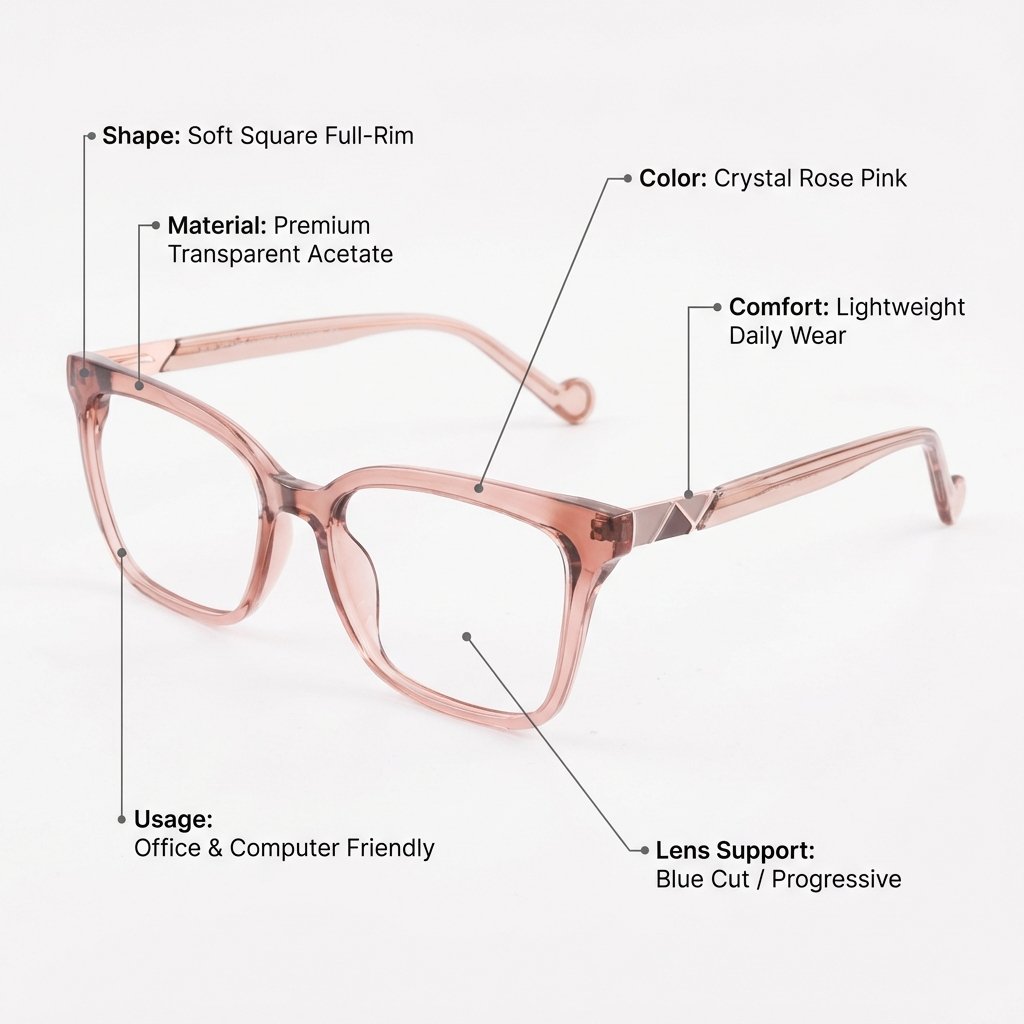 OG Ruby Aura Full Rim Square Eyeglasses | Premium Lightweight Burgundy Optical Frame for Women