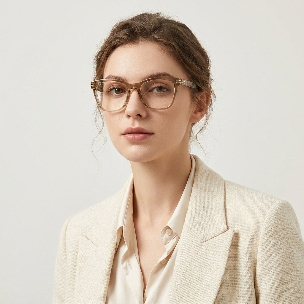 OG Sandstone Luxe Edge | Transparent Beige Square Eyeglasses
