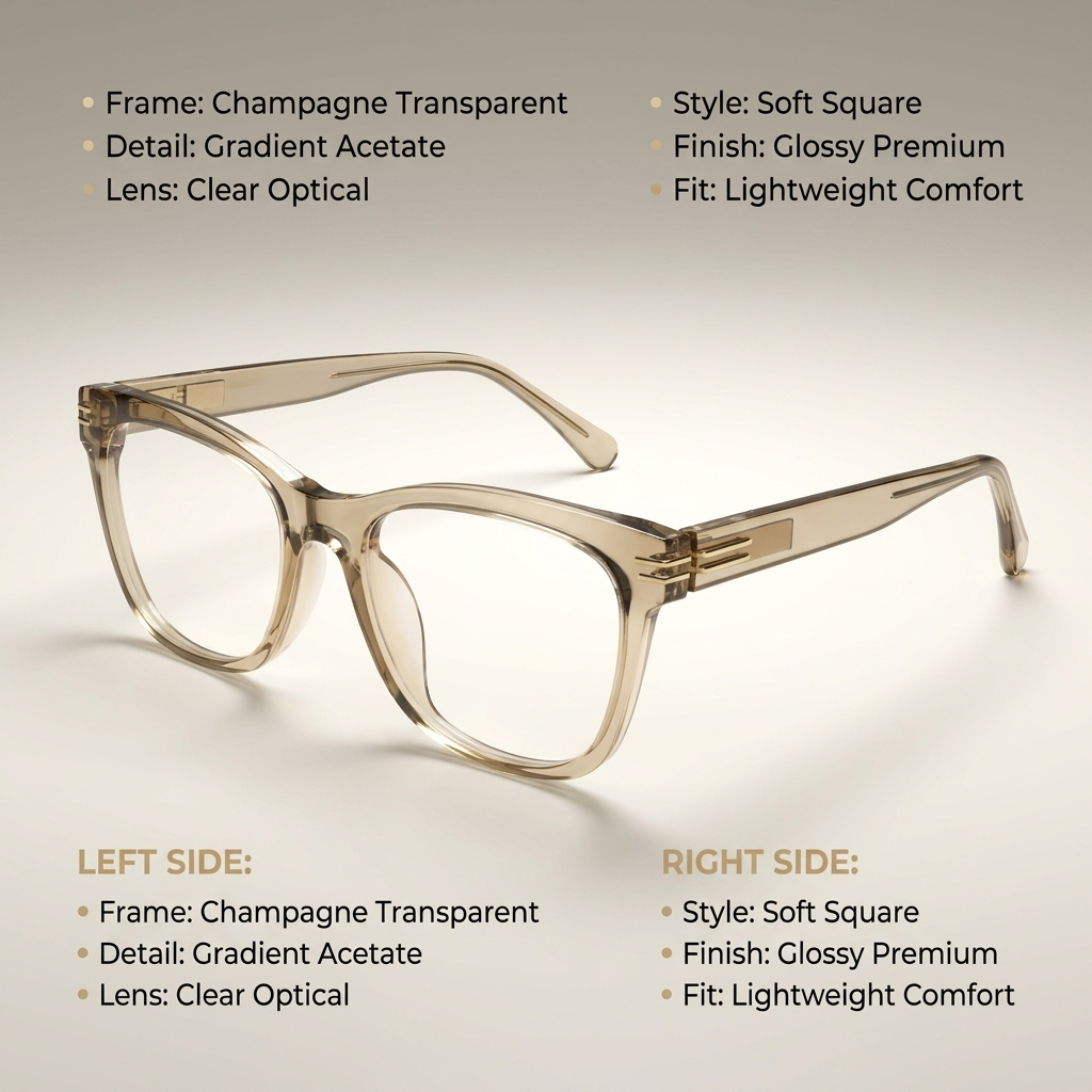 OG Sandstone Luxe Edge | Transparent Beige Square Eyeglasses
