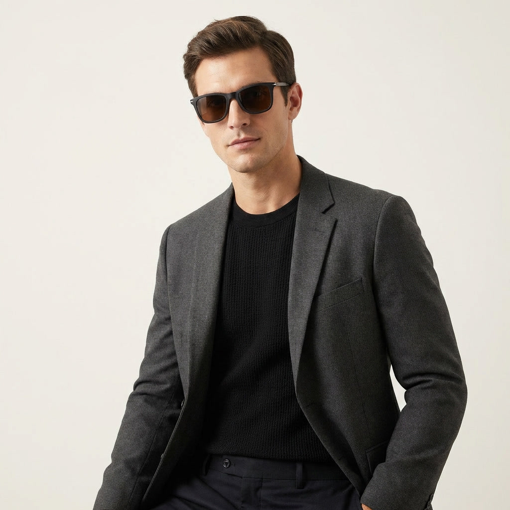 OG Shadow 5-in-1 Clip-On | Glossy Black Square Magnetic Eyeglasses