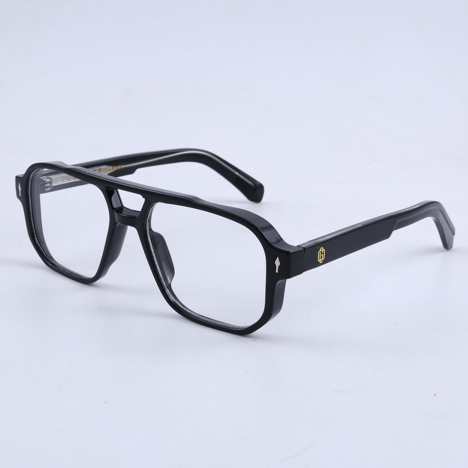 OG Shadow Baron | Luxury Black Navigator Optical Frame with Signature Gold Accents