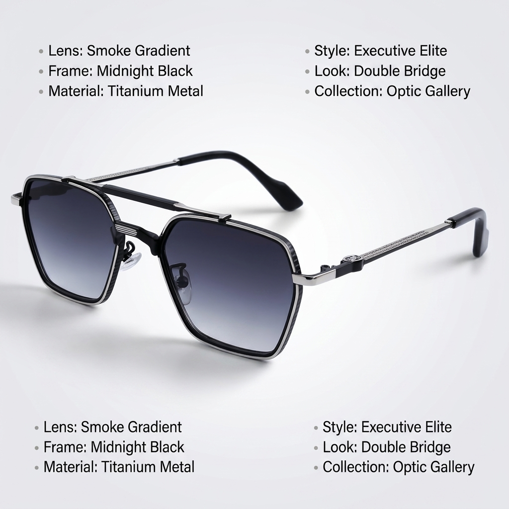 OG Shadow Emperor | Luxury Black Hexa Aviator Sunglasses with Smoke Gradient Lenses