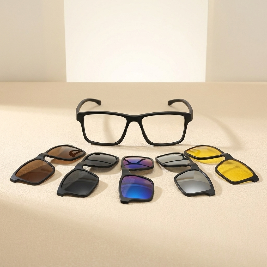 OG Shadow Luxe Clip-On | Matte Black Rectangular Magnetic Sunglasses