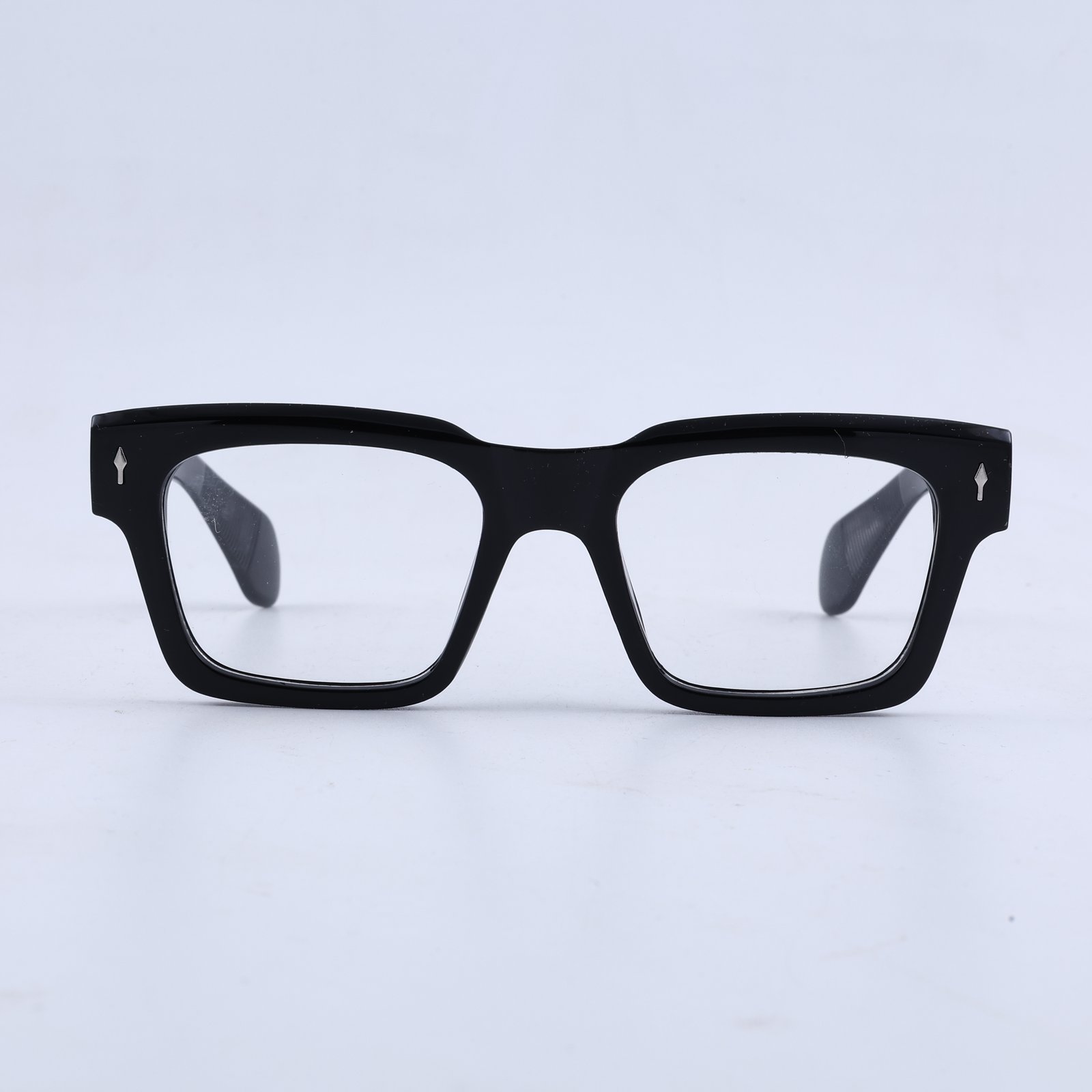 OG Shadow Mark | Matte Black Square Eyeglasses with Gold Signature Temples