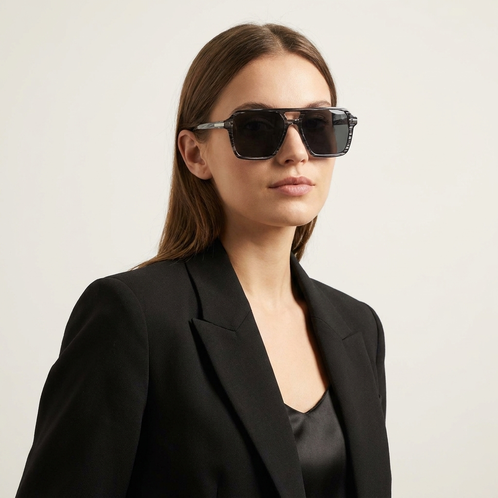 OG Shadow Maverick | Luxury Marble Black Navigator Sunglasses with Smoke Grey Lenses