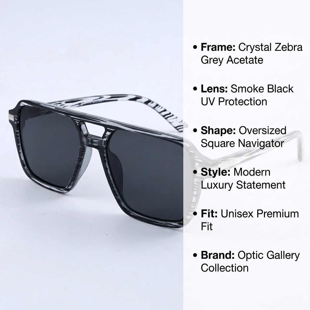OG Shadow Maverick | Luxury Marble Black Navigator Sunglasses with Smoke Grey Lenses