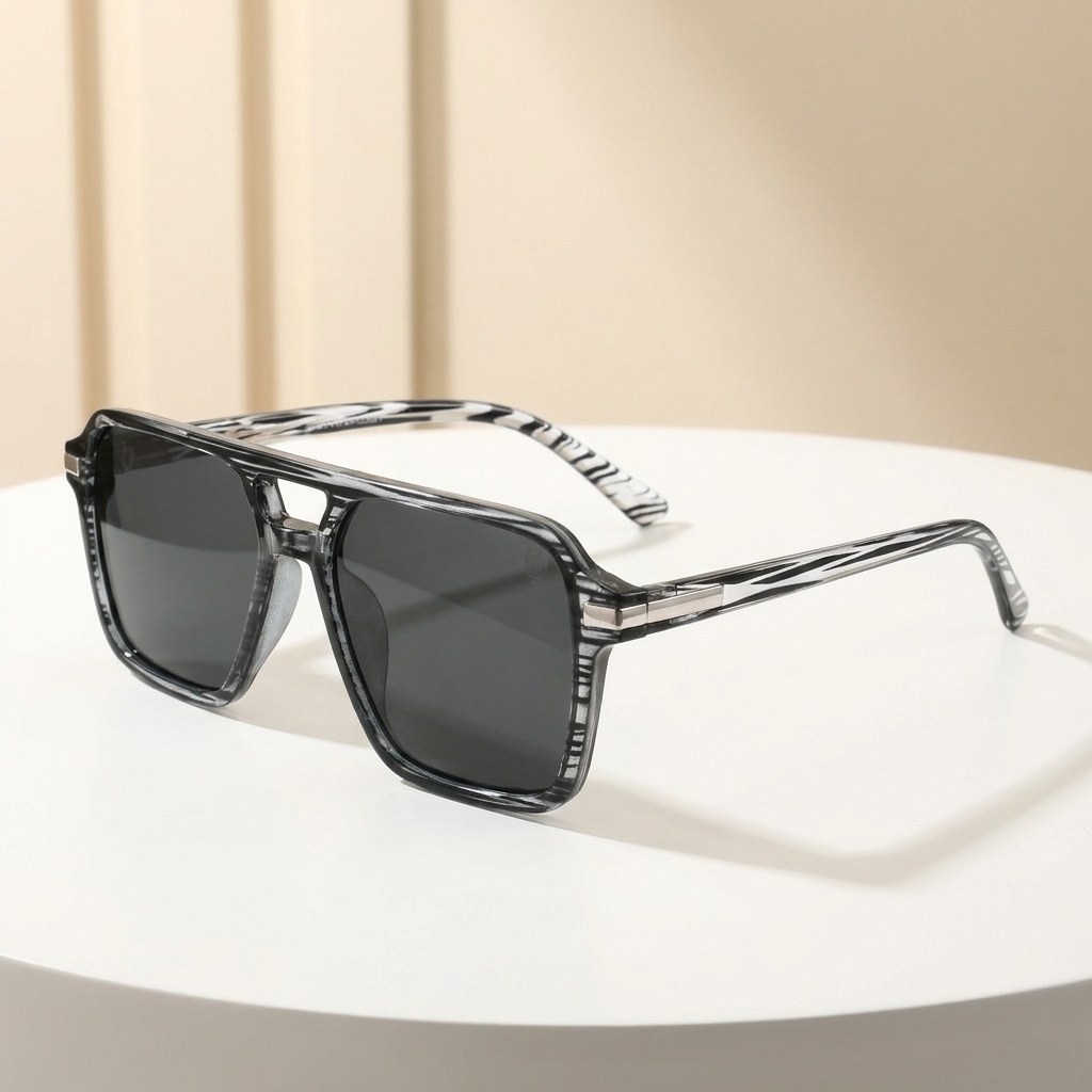 OG Shadow Maverick | Luxury Marble Black Navigator Sunglasses with Smoke Grey Lenses