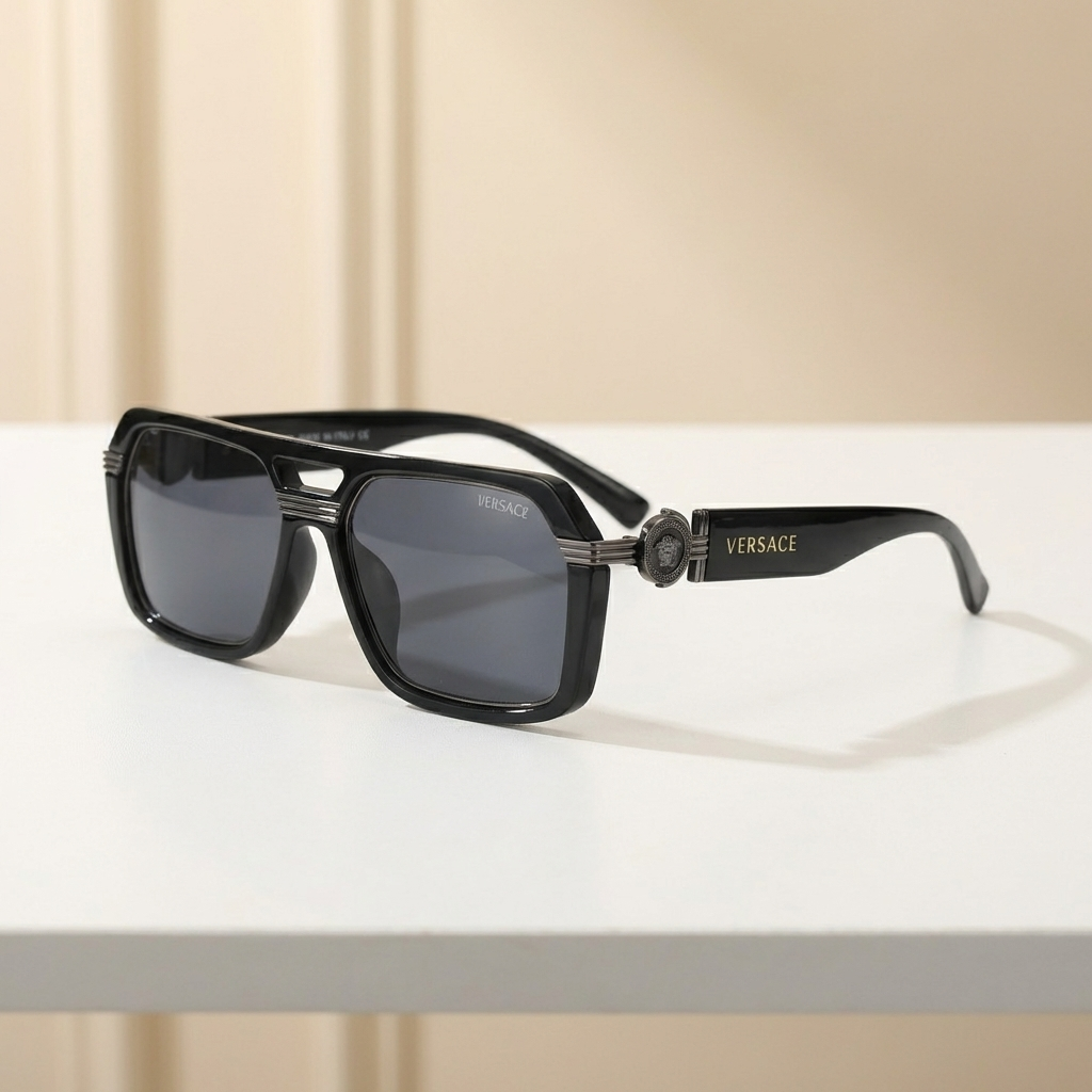 OG Shadow Medusa | Black Chrome Statement Shield Sunglasses