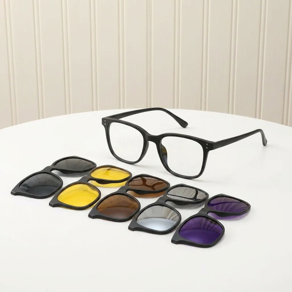 OG Shadow Pro 5-in-1 Clip-On | Matte Black Square Magnetic Eyeglasses