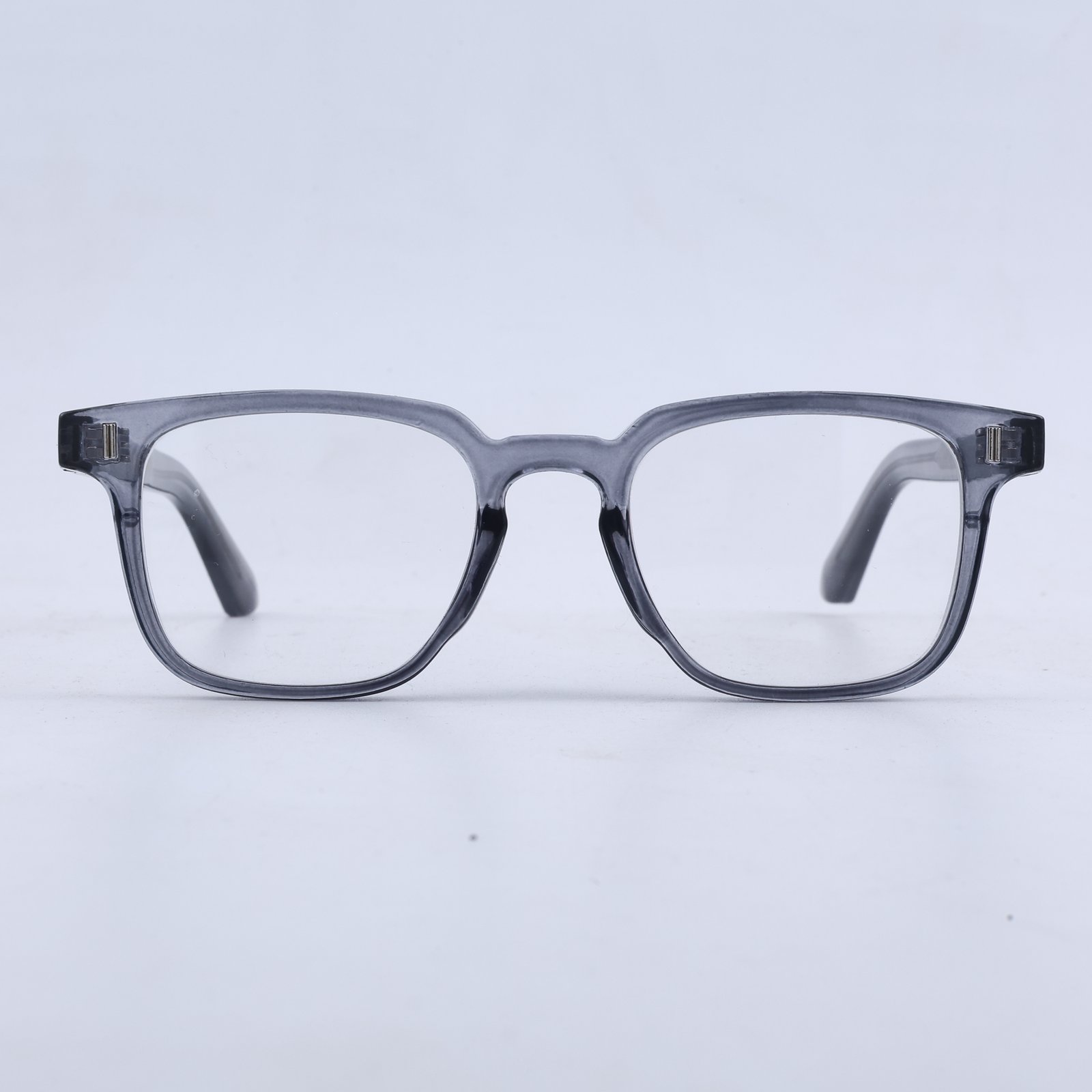 OG Shadow Regent | Luxury Crystal Smoke Square Eyeglasses with Transparent Graphite Acetate Frame