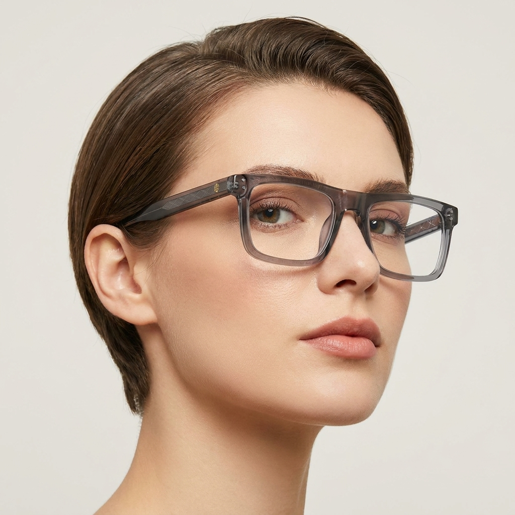 OG Shadow Regent | Luxury Smoke Crystal Optical Frame with Signature Heritage Temples