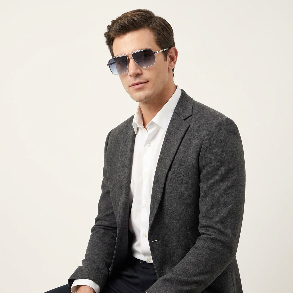 OG Silver Crest | Chrome Aviator Blue Gradient Sunglasses