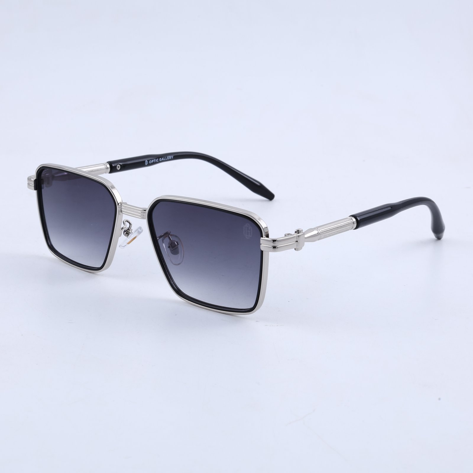 OG Silver Crest | Luxe Geometric Metal Sunglasses with Smoke Gradient Lenses