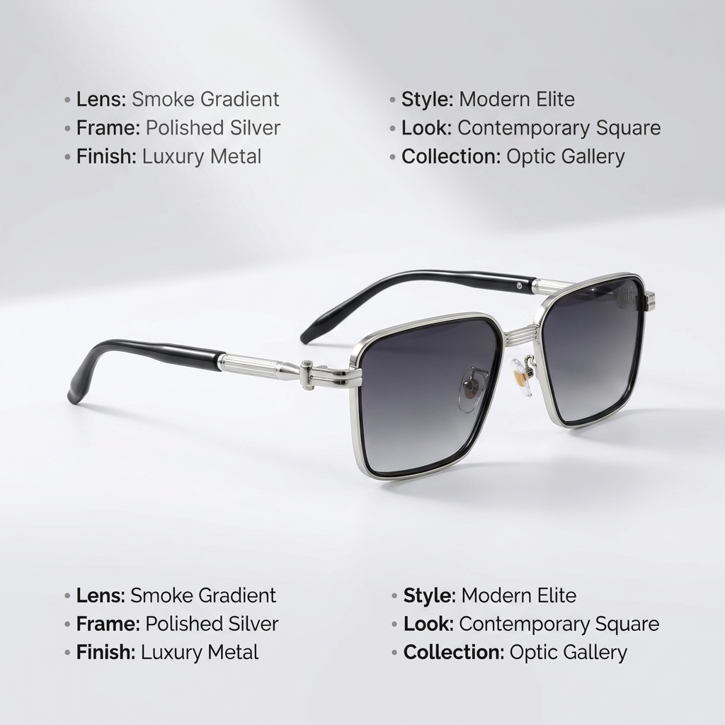 OG Silver Crest | Luxe Geometric Metal Sunglasses with Smoke Gradient Lenses