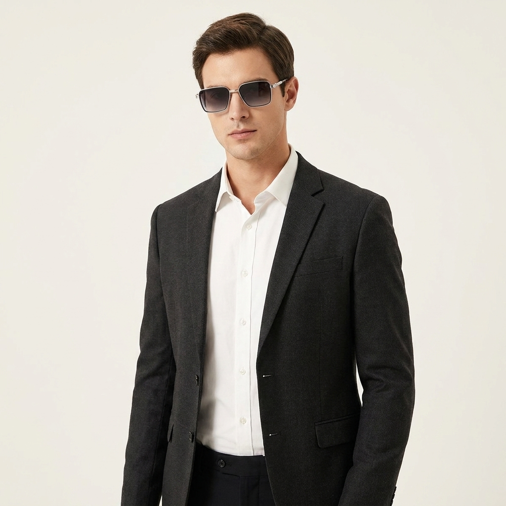 OG Silver Crest | Luxe Geometric Metal Sunglasses with Smoke Gradient Lenses