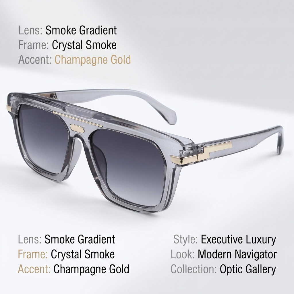 OG Silver Dynasty | Luxury Smoke Crystal Navigator Sunglasses with Grey Gradient Lenses