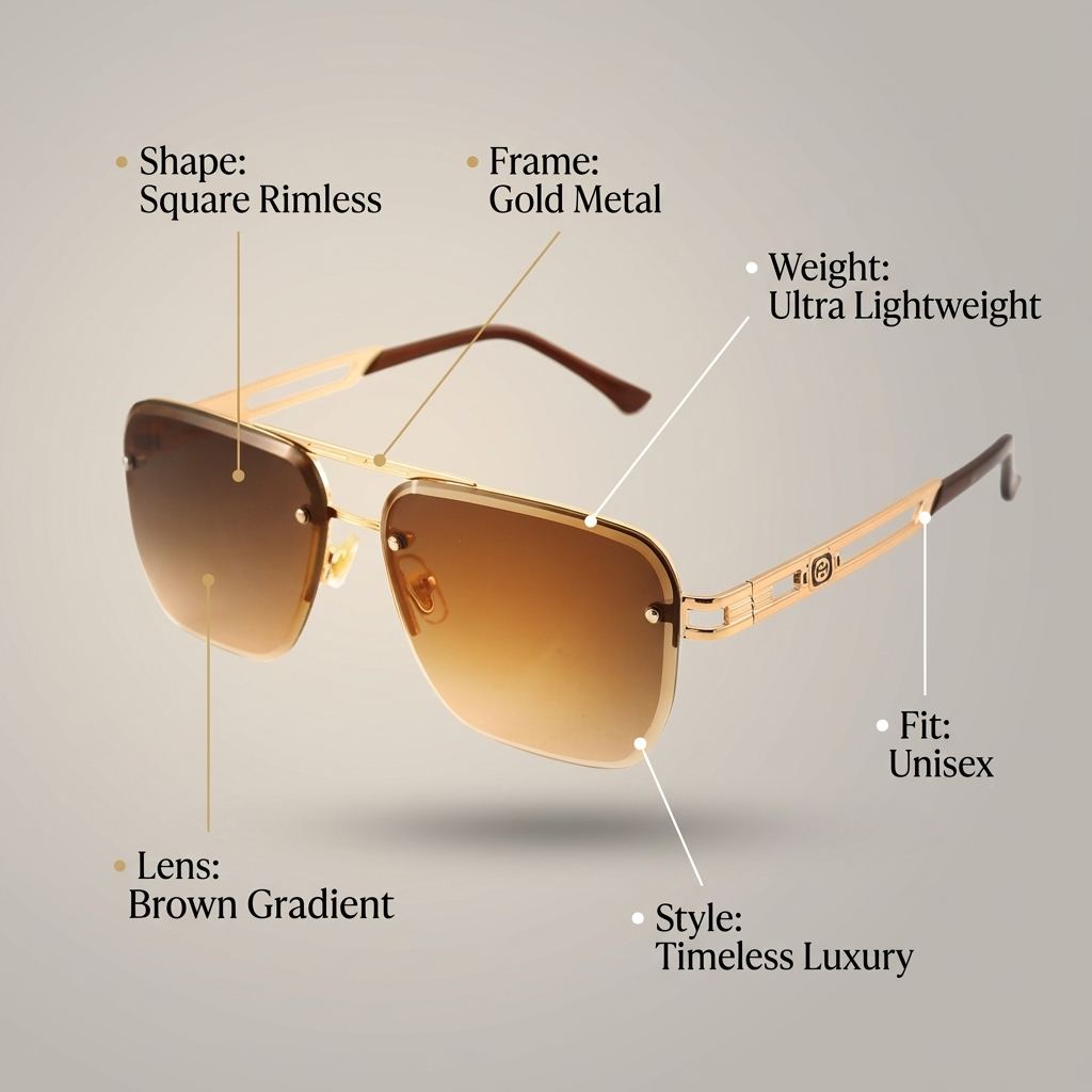 OG Silver Mist | Rimless Gradient Square Sunglasses