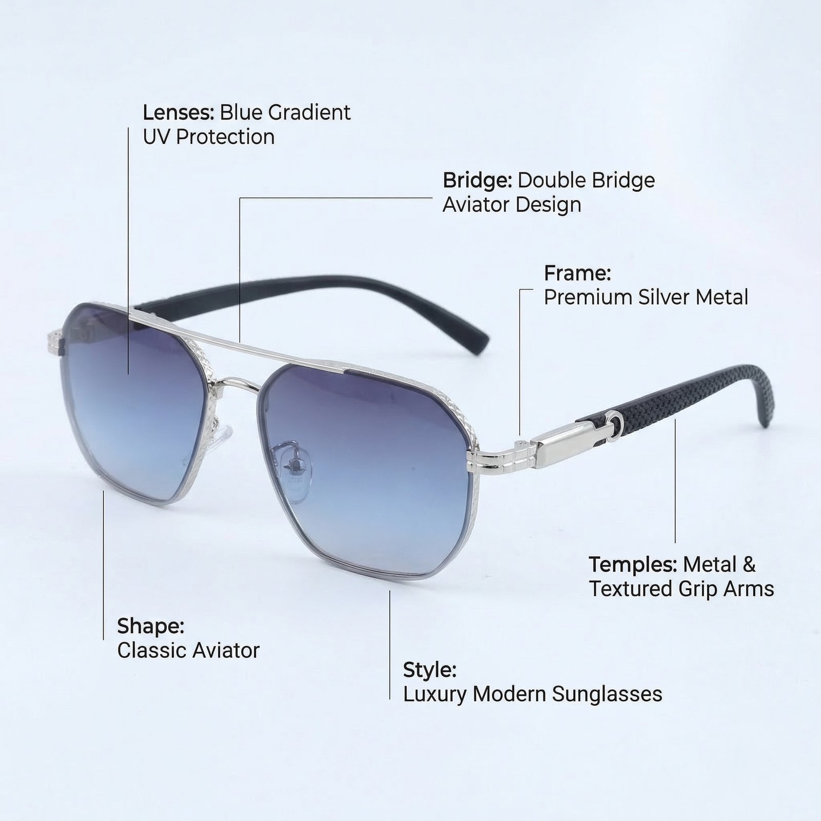 OG Silver Monarch | Textured Silver Aviator Sunglasses