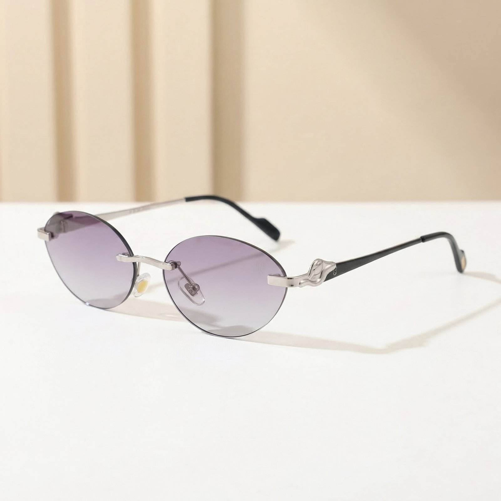 OG Sky Drift | Silver Rimless Oval Blue Sunglasses