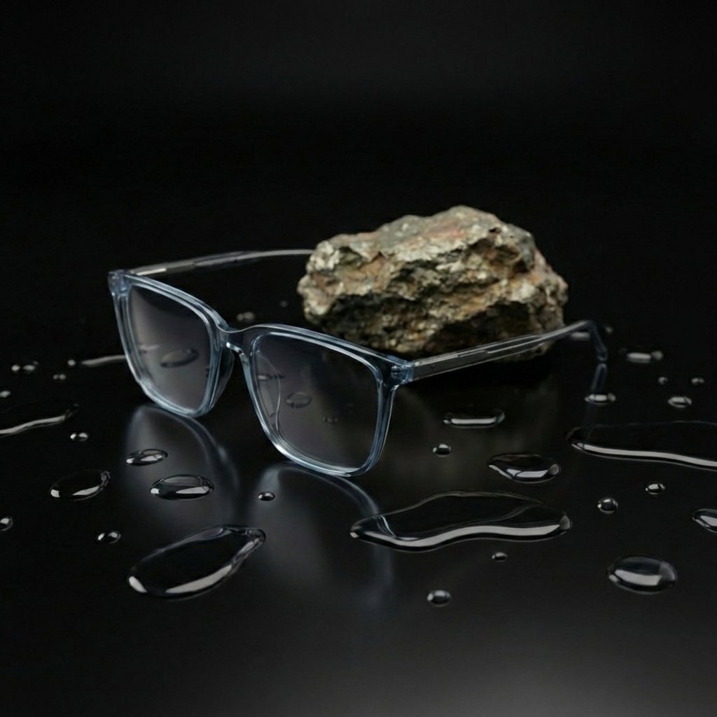 OG Sky Frost Full Rim Square Eyeglasses | Premium Lightweight Transparent Blue Optical Frame for Women