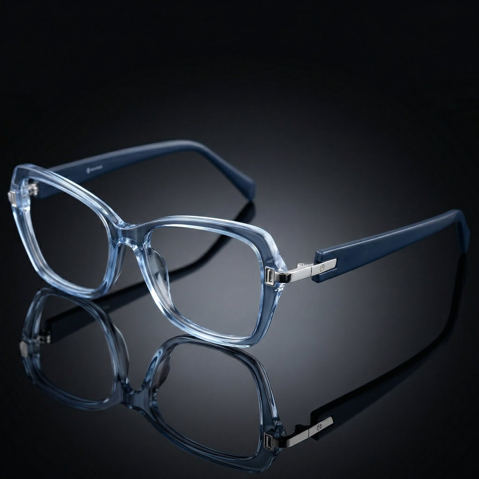 OG Sky Glow Full Rim Square Eyeglasses | Transparent Ice Blue Lightweight Optical Frame for Women