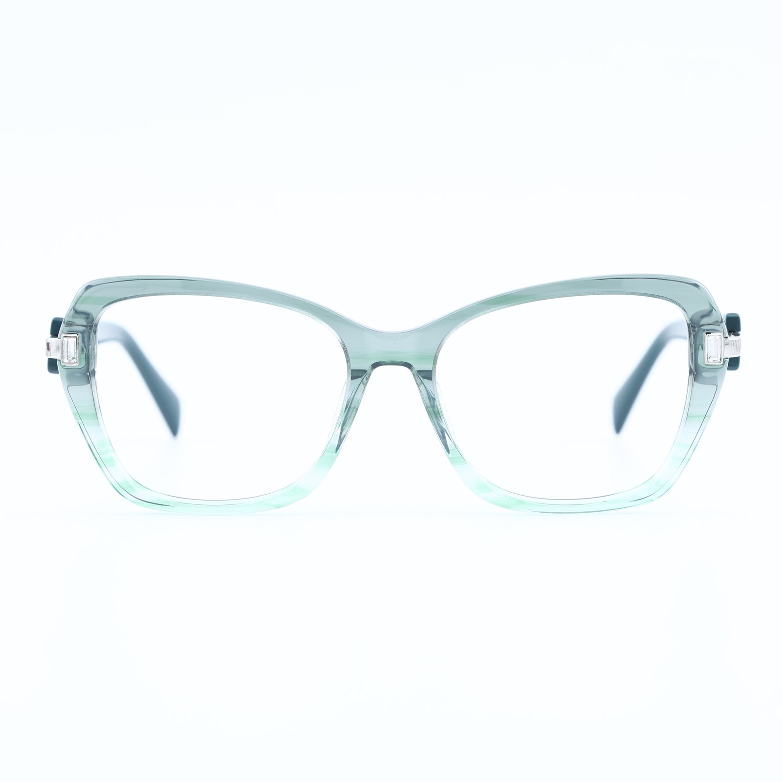 OG Sky Glow Full Rim Square Eyeglasses | Transparent Ice Blue Lightweight Optical Frame for Women