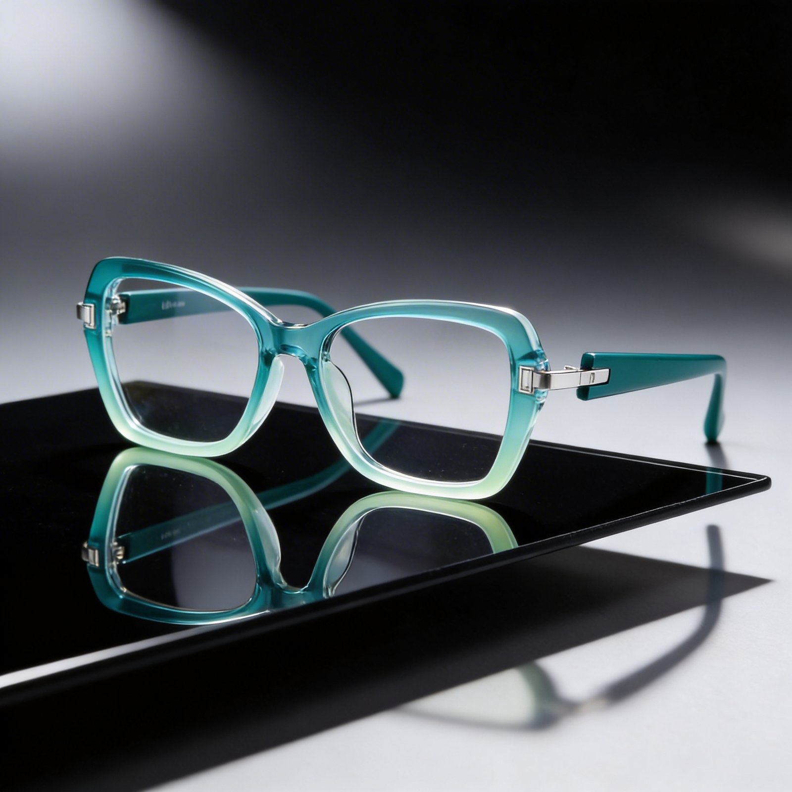 OG Sky Glow Full Rim Square Eyeglasses | Transparent Ice Blue Lightweight Optical Frame for Women