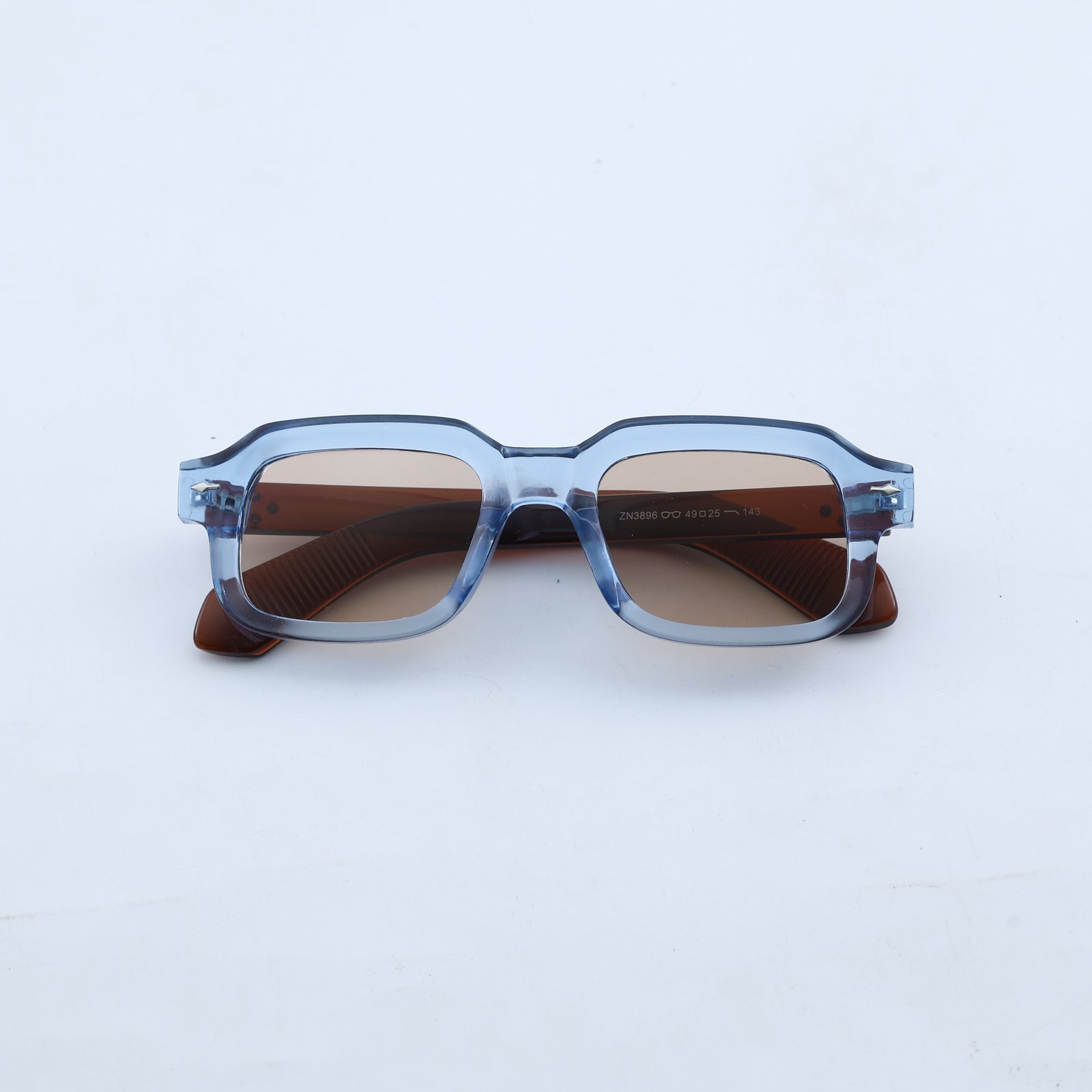 OG Sky Rust | Transparent Blue Retro Square Sunglasses