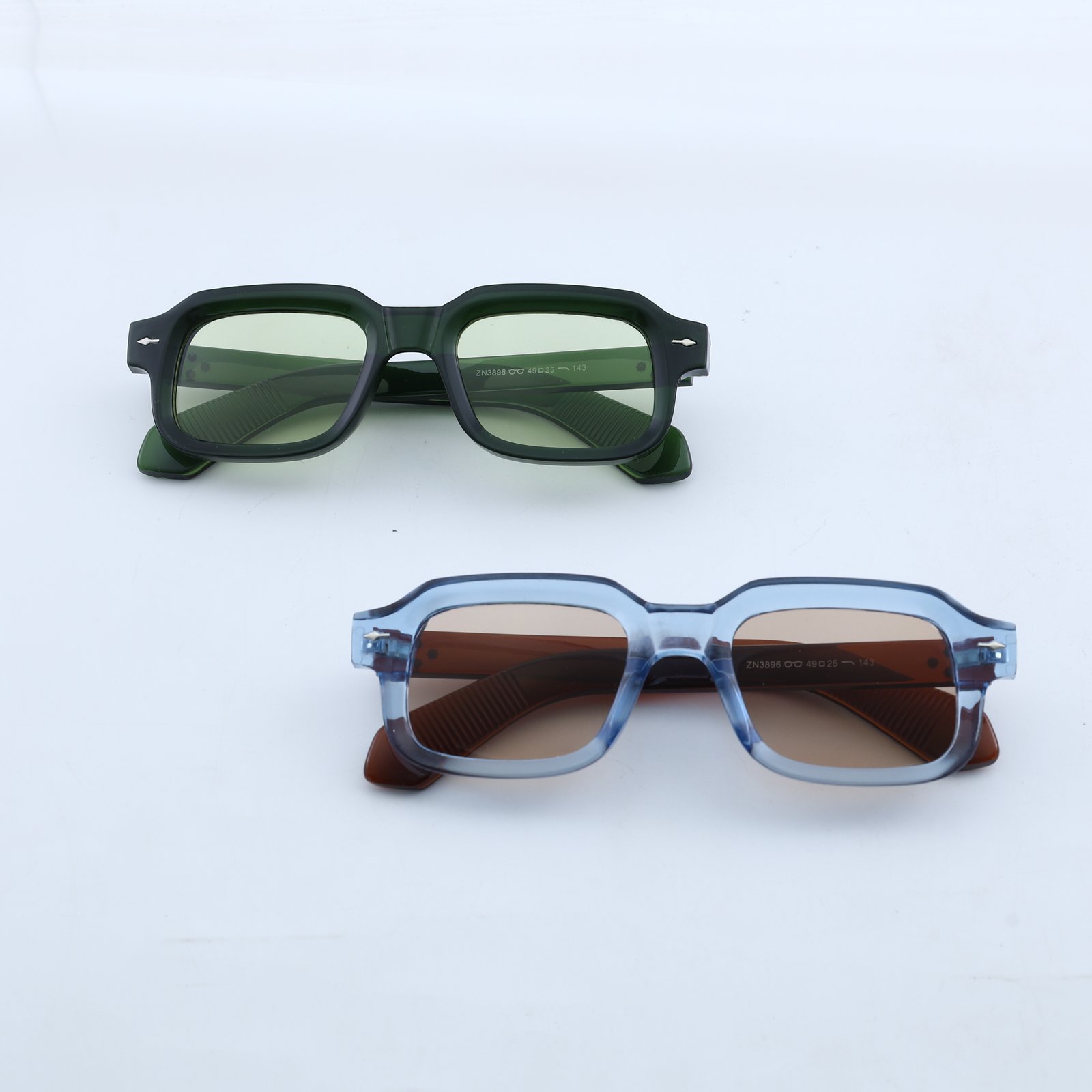 OG Sky Rust | Transparent Blue Retro Square Sunglasses