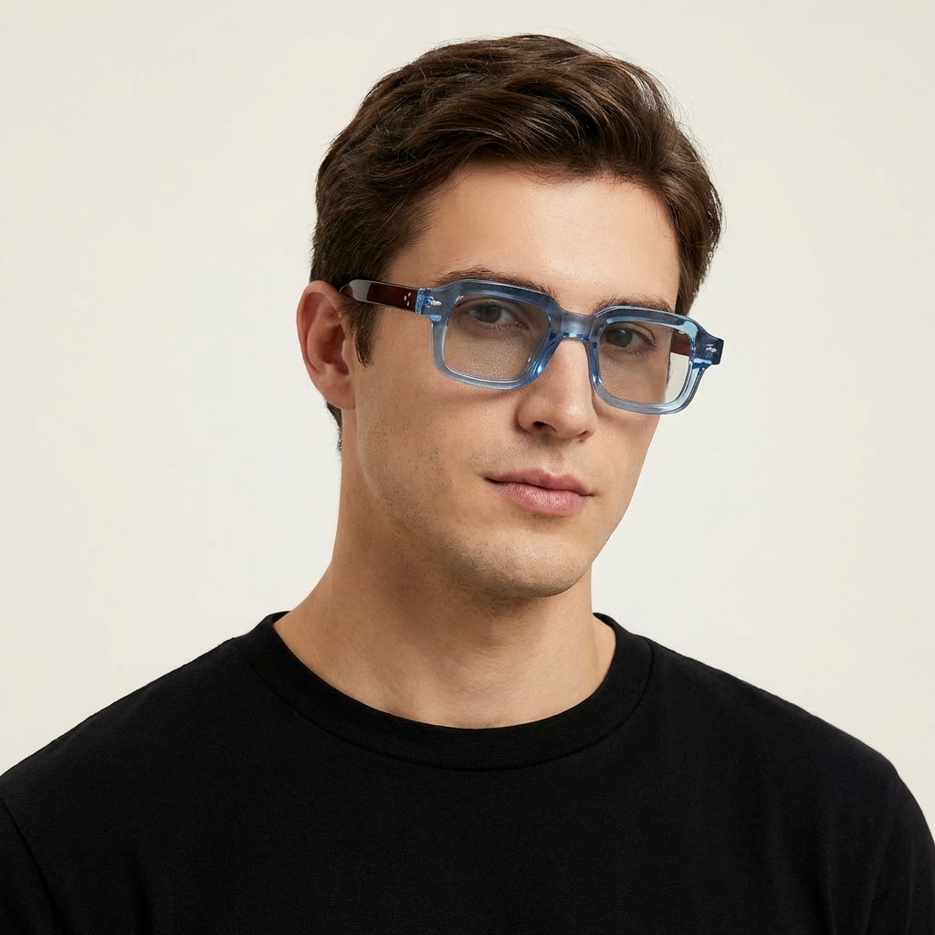 OG Sky Rust | Transparent Blue Retro Square Sunglasses
