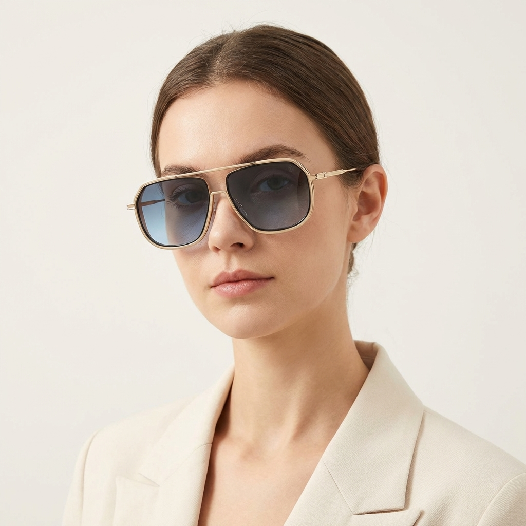 OG Skyframe Elite | Gold Double Bridge Blue Gradient Aviator Sunglasses