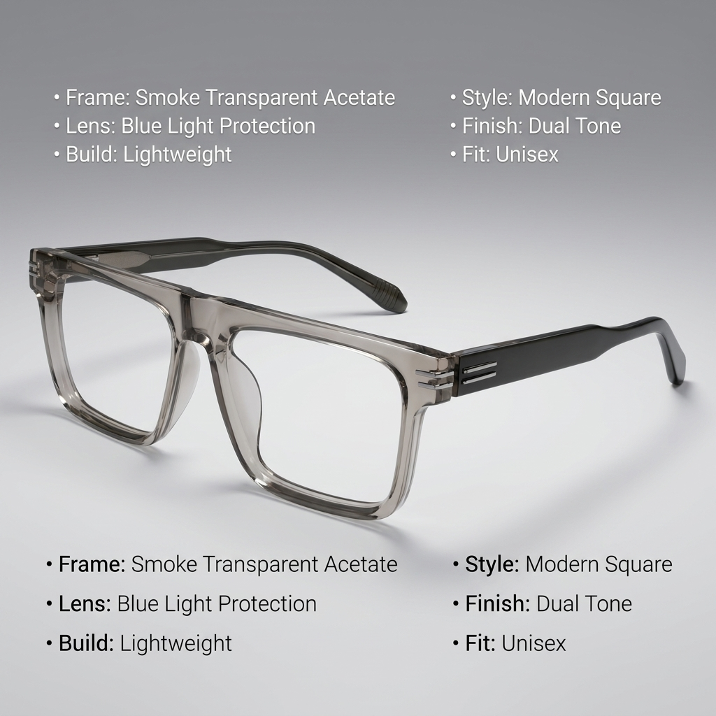 OG Smoke Crystal Edge | Bold Square Eyeglasses