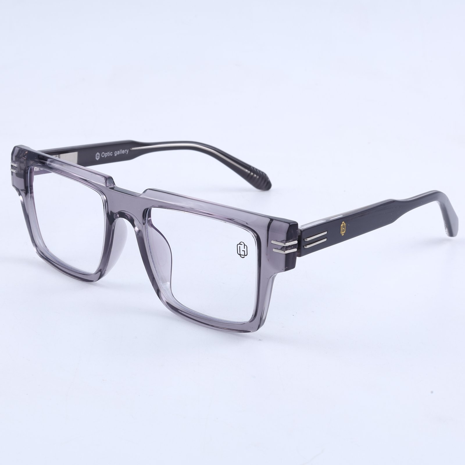 OG Smoke Luxe Edge | Transparent Grey Square Eyeglasses